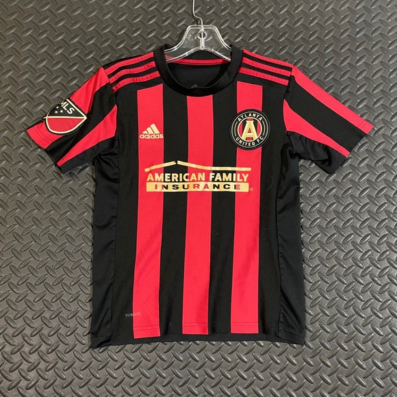 Atlanta United FC Adidas Red Black Short Sleeve Jersey Kids Size Small - Picture 1 of 7